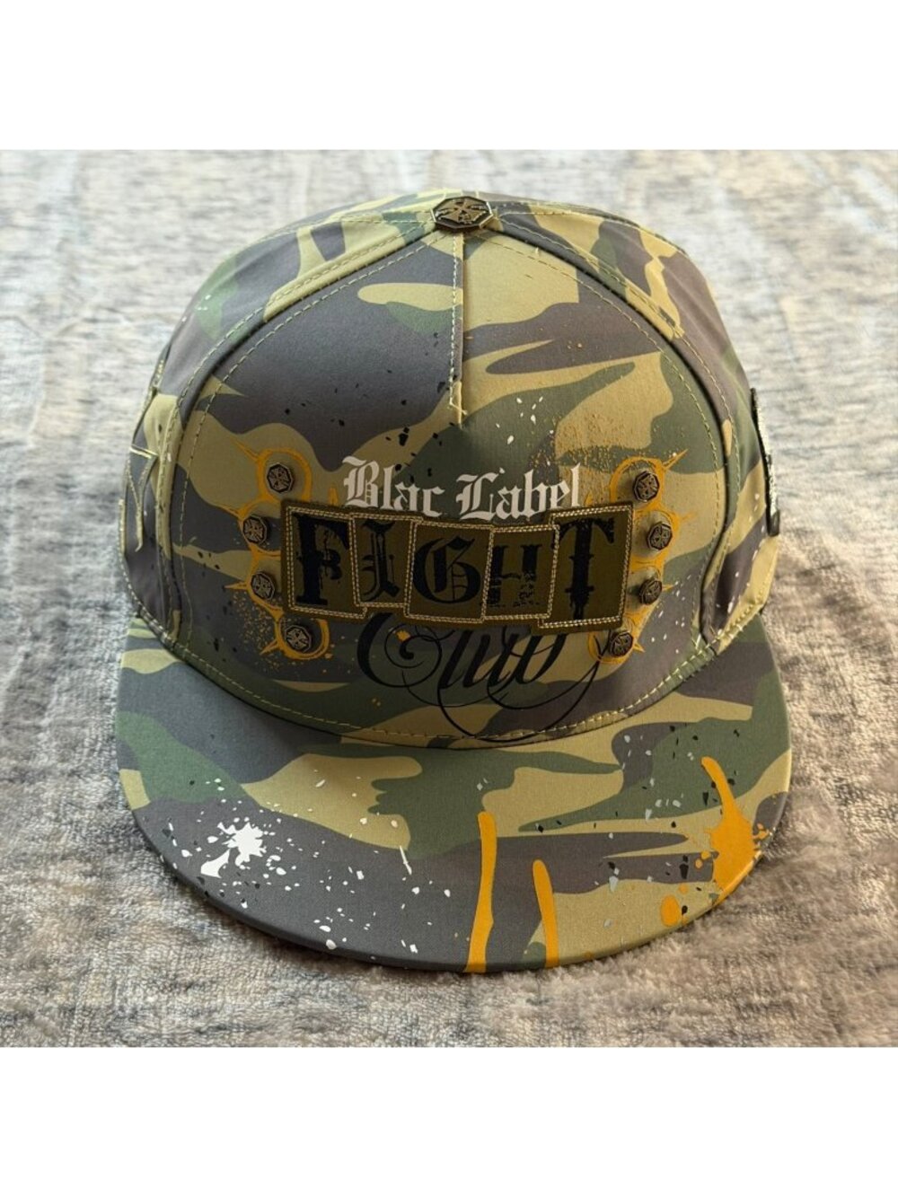 Blac Label Fight Club Trucker Hat Men's OS Camo Skull Maltese Cross Snapback